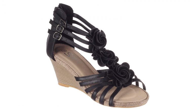 Sandales femme compensées noir